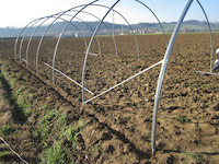 Montare le controventature a cm 220 sui 4 angoli della serra mettendo l'arco di testa a piombo.